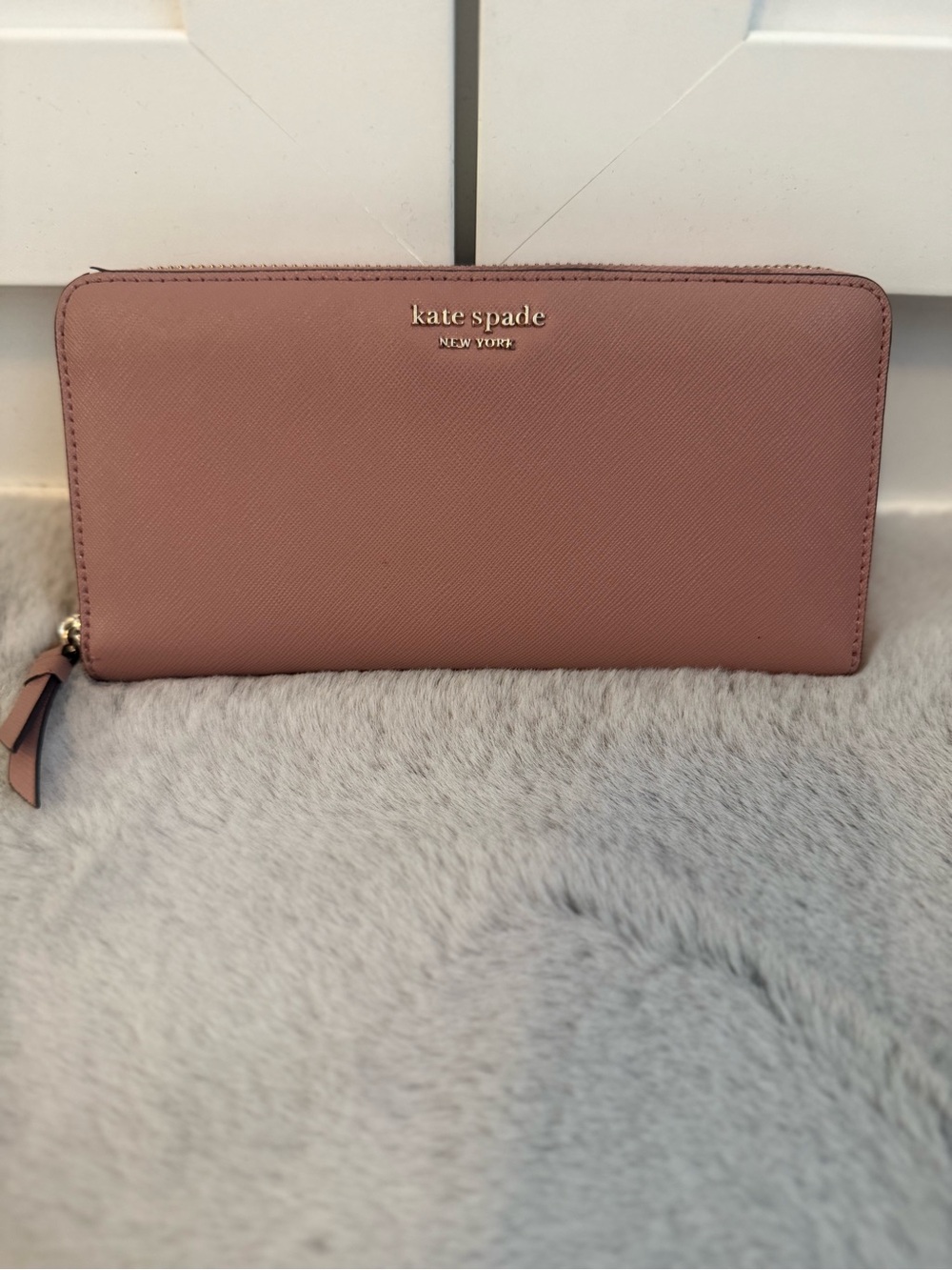 kate spade Blush Pink Saffiano Zip Wallet